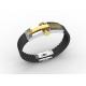 Top Quality Europe Fashion Stainless Steel Genuine Leather Silicone Bangle Bracelet ADB31