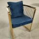 French Modern Luxury 68cm Tall Velvet Arm Dining Chair Gold Legs