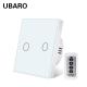 EU 86 Type Tempered Glass Panel Home Devices Wireless Remote Switch White 2 Button Remote Control Power Switch