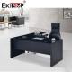 Modern Black Glass Computer Desk With Metal Legs Drawer Customized Size