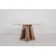 Modern Marble Top Round Dining Table With Rose Gold Base