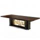 Italian Style Luxury Living Room Furniture Titanium Gold Leg Burl Mesa Dining Table