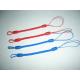 Custom Red/Blue Mini Short Pen Spiral Tethers w/Different Nylon Strap on Both Ends