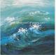 Contemporary Abstract Handmade Art Painting Sea Wave, Strectched Canvas Wall Art