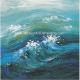 Contemporary Abstract Handmade Art Painting Sea Wave, Strectched Canvas Wall Art