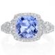 2 ct Cushion Cut Tanzanite Halo Ring in Sterling Silver  - Handmade Wedding Ring