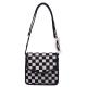 18cm Black And White Checkered Purse Button Closure Mini Square Bag