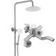 Bestseller Metal Silver Square Built In Wall Concealed Mount Mixer Rain Shower Head And Hand Held Shower Faucet Set