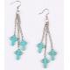 Cross love oval pattern of four ancient silver plated turquoise earrings