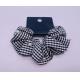 Plaid Rubber Fabric Hair Accessories Scrunchies With White Pearls