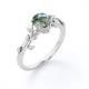 Nature Inspired Natural Green Moss Agate Solitaire Engagement Ring Forest Ring