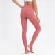 Solid Color Sports Capri Pants Slim Fit High Waisted Yoga Leggings With Pockets