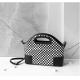 Horsehair Black And White Checkered Handbag 24cm Shoulder Bag With Detachable Strap