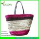 LUDA genuine leather handles handbags corn husk straw eco shopping bag