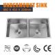 Flush Undermount Stainless Steel Kitchen Sink 50 / 50 Cabinet 16 Gauge  88x45