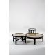 Solid Wood Round Marble Top White Coffee Table Set