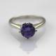 White Gold Plated Sterling Silver 7mm Amethyst Cubic Zircon Ring(R255)