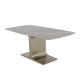 Matte Rectangle Metal Dining Table Champagne Gold Marble Dining Room Table