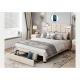 Nordic style solid dry strong wood frame upholstered bed big drawer storage function Queen bed king bed for Bedroom
