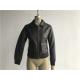 Womens PVC Leather Biker Jacket Dark Brown Color Plastic Zip Through LEDO1715