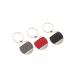 Red Carbon Fibre Leather Key Chains 5mm Pantone Black Leather Key Holder