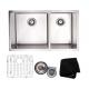 32 Inch Stainless Steel Double Bowl Kitchen Sink 32x19x10 Easy To Clean