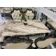 European Style Faux Marble Top Coffee Table With Leather Chairs Wearproof