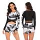 Long Sleeve Bathing Womens Surfing Suits Sexy Cross Split Printed Foral