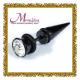 Custom cone black body piercing jewellery ear / nose rings with shiny crystal plug BJ38