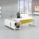 L Shape Executive Office Desks Sets White Single With Wooden Baffle