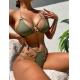 Bandeau Swimming Suits Bikini With Ruffles Features Green Color Fashion Sexy The New Style In Stock Backless Upf50++