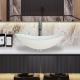 Boat Shaped Tempered Glass Sink High Glossy White Wash Basin Scratch Resistant