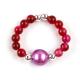 4mm Handmade Gemstone Beaded Ring Adjustable Elastic Rose Red Tiger's Eye Stone Ring For Party Daily Wearing