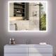 Tempered Touch Frameless Bathroom Mirror With LED Lighting And Defogger