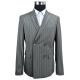 Grey Stripe Mens Slim Fit Suit Blazer Double Breasted Anti Shrink Breathable