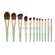 Cruelty - Free Matte Gold Synthetic Makeup Brush Set With Green Handle