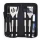 Barbecue Tool And Thermometer in black color rollbag 6PCS BBQ TOOL For Outdoor Tool