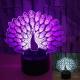 New peacock 3D night light Colorful touch LED visual Gift decoration atmosphere 3D small table lamp