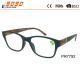 Fashionable reading glasses ,spring hinge with demi color and metal parts on the temple,