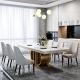 Stainless Steel Marble Dining Table Rectangle Sophisticated Design