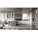 Handless Melamine Kitchen Cabinet Fitted Grey Kitchen Storage Cabinet Customized