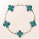 316L S.Steel Top Fashion turquoise clovers lucky flowr bracelet necklace jewelry set