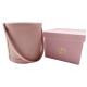 Gold Foil Logo Pink Leather Gift Box Round Gift Box For Flowers