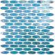 Blue & White Excalibur Oval Mosaic Glass Pool Tile Bush Hammered Surface