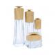 Transparent Glass Cosmetic Bamboo Bottle Bamboo Cosmetic Jar Set With Bamboo Lids