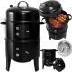 3-in-1 Heavy Duty Tower Charcoal Barbeque Grill Smoker for Outdoor Cooking Fun