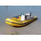 Fiberglass Hull Small Rib Boat 3.9 M Yellow Dimensional Stability With Boat Trailer