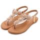 BS131 Bohemian Sandals Summer Rhinestone Beaded Ethnic Style Flat Shoes Flip Herringbone Women Fashion Women'S Shoes