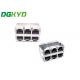 Shielded 2x3 Multiport RJ45 Female RJ45 PCB Connector Without Filter Without Isolation Shrapnel