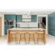 Green MDF Lacquer Open Kitchen Cabinet With Island For Hotel